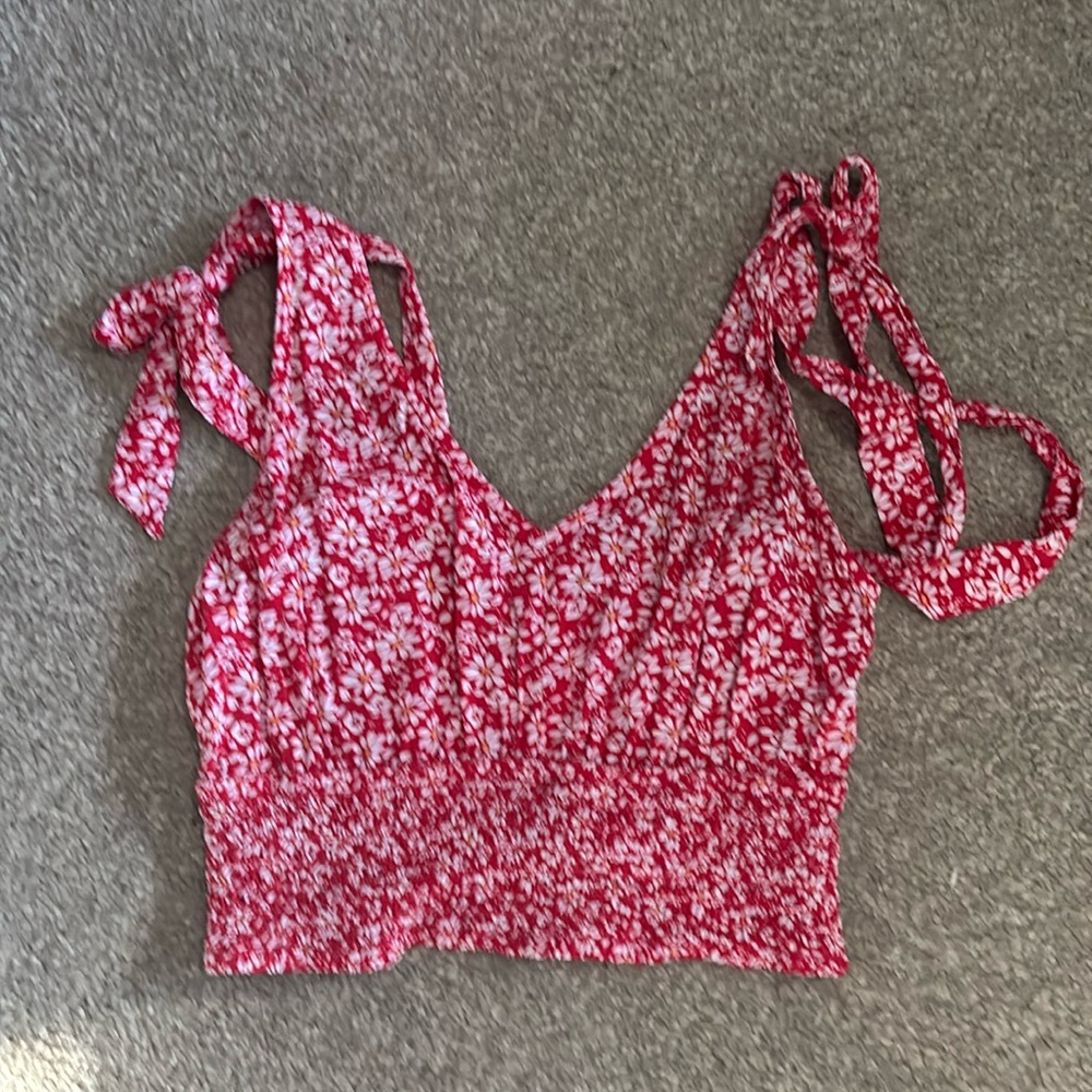 red floral tank